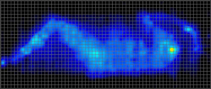 Side-sleeping pressure map of our heavyweight tester on the Nolah Evolution mattress.