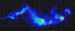Side-sleeping pressure map of our lightweight tester on the Nolah Evolution mattress.
