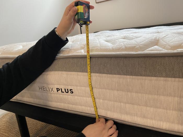 Measuring the edge of the Helix Plus Mattress